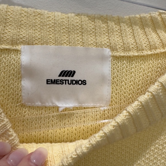 Women's Yellow Crew Neck Sweater - Picture 16 of 16